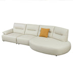Gebogene Sektionscouch aus Leder für das Wohnzimmer, gepolstertes 4-Sitzer-Sofa-Set