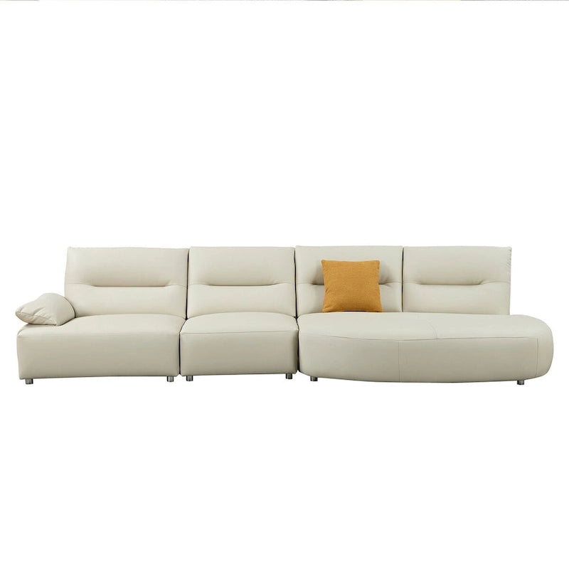 Gebogene Sektionscouch aus Leder für das Wohnzimmer, gepolstertes 4-Sitzer-Sofa-Set