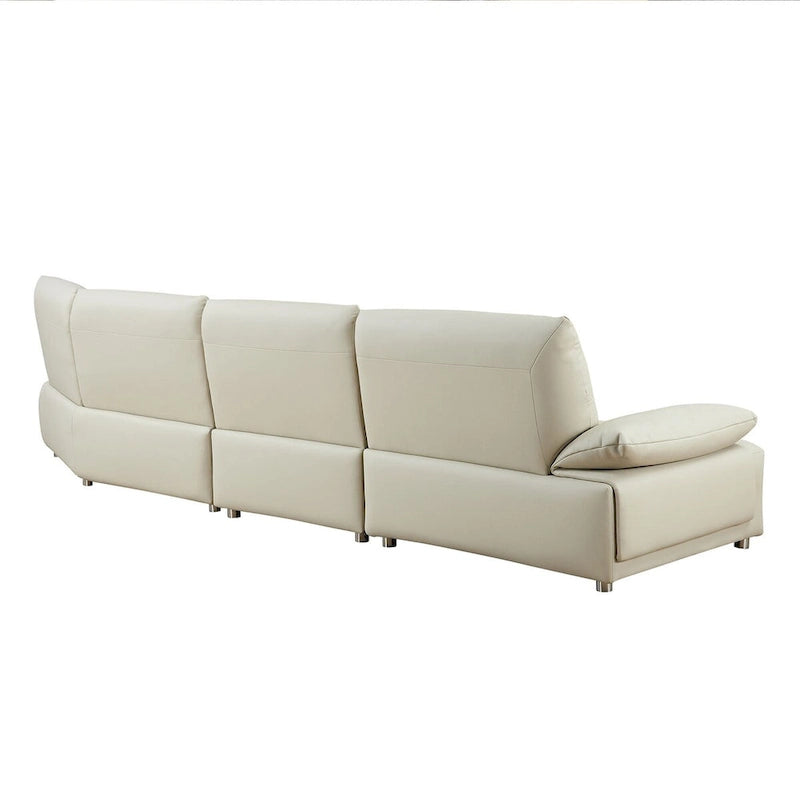 Gebogene Sektionscouch aus Leder für das Wohnzimmer, gepolstertes 4-Sitzer-Sofa-Set