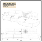 Gebogene Sektionscouch aus Leder für das Wohnzimmer, gepolstertes 4-Sitzer-Sofa-Set
