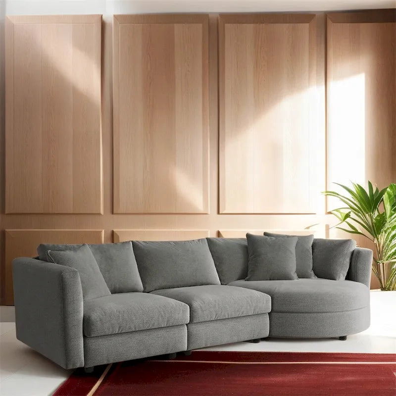 Drei gepolsterte Indoor-Kombinationssofas mit 3 Kissen und geschwungener Sitzfläche