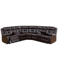 Lof Power Reclining Sectional Sofa Set, USB Port, Brown Gel Faux Leather