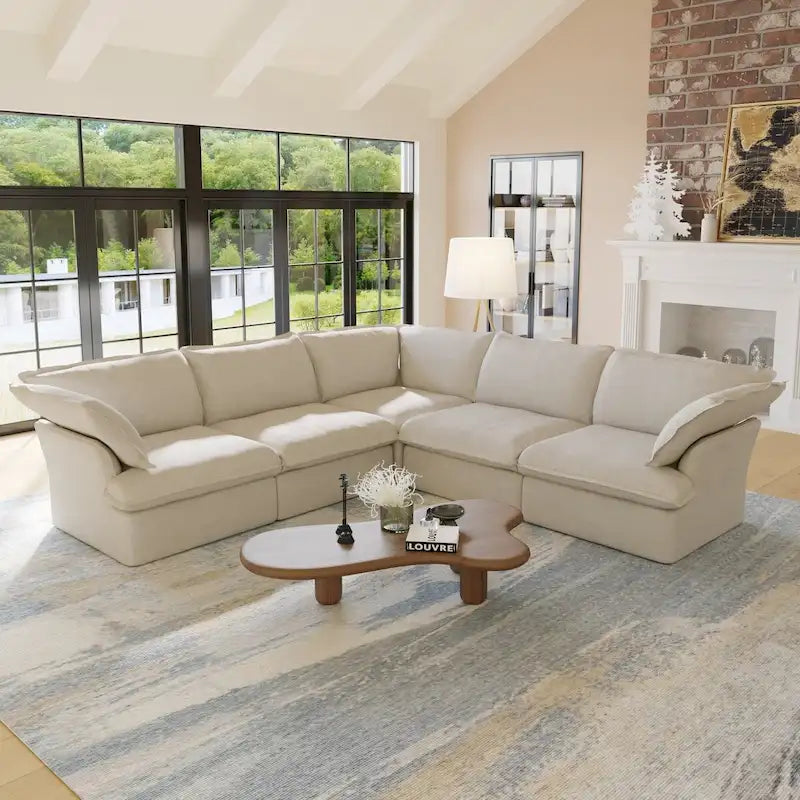 5-Sitzer modernes V-förmiges Ecksofa für das Wohnzimmer