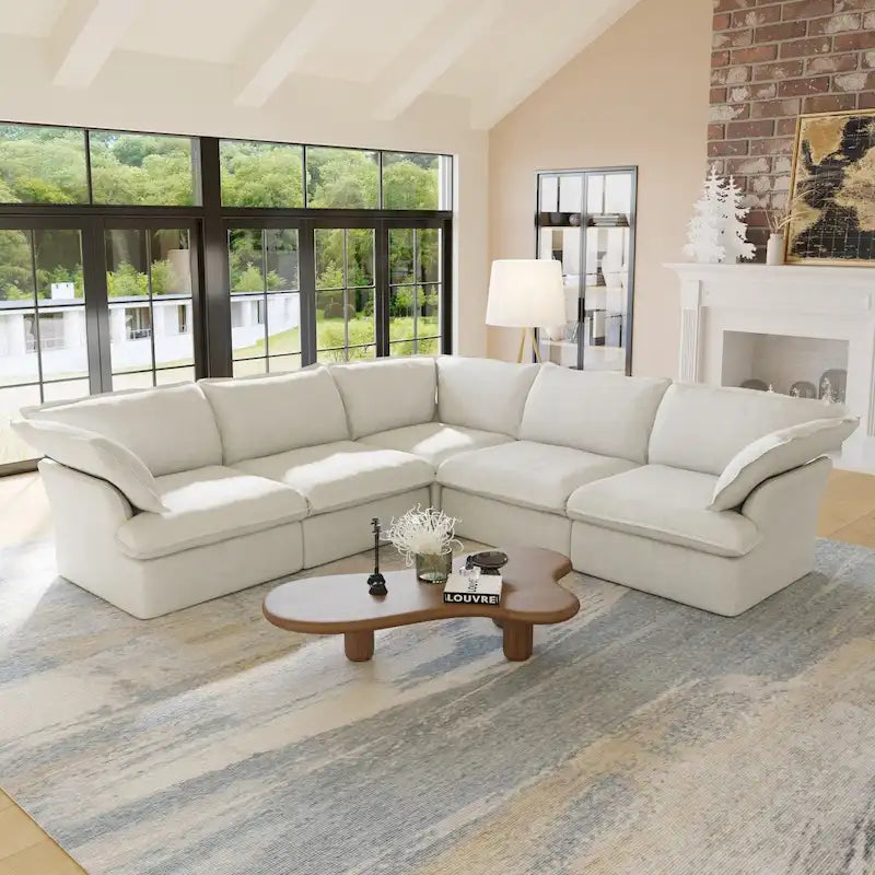 5-Sitzer modernes V-förmiges Ecksofa für das Wohnzimmer