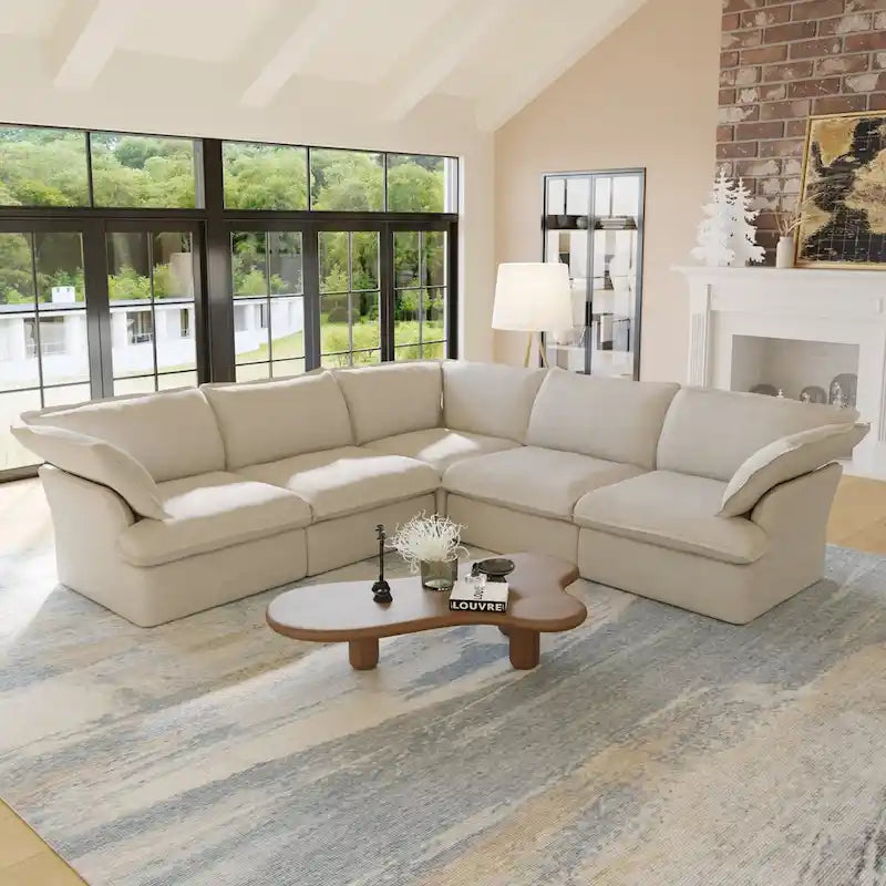 5-Sitzer modernes V-förmiges Ecksofa für das Wohnzimmer
