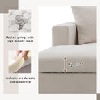 L-förmiges modernes Sektionalsofa, 2 kostenlose Kissen, 4-Sitzer-Polyestergewebe-Couchgarnitur, Ottomane, Beige