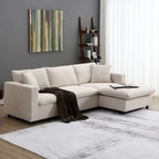 Modernes Sektionalsofa, L-förmige Couchgarnitur mit 2 kostenlosen Kissen, 4-Sitzer-Couchgarnitur aus Polyestergewebe mit umwandelbarem Ottoman