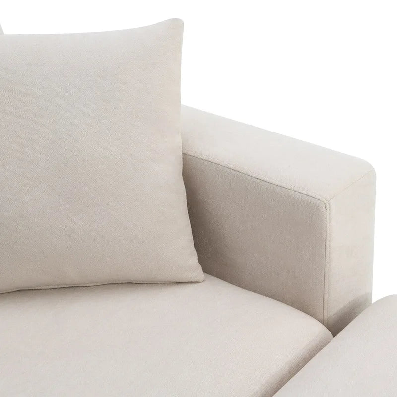 Modernes Sektionalsofa, L-förmige Couchgarnitur mit 2 kostenlosen Kissen, 4-Sitzer-Couchgarnitur aus Polyestergewebe mit umwandelbarem Ottoman