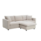 Modernes Sektionalsofa, L-förmige Couchgarnitur mit 2 kostenlosen Kissen, 4-Sitzer-Couchgarnitur aus Polyestergewebe mit umwandelbarem Ottoman