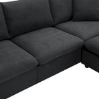 Modernes Sektionalsofa, L-förmige Couchgarnitur mit 2 kostenlosen Kissen, 4-Sitzer-Couchgarnitur aus Polyestergewebe mit umwandelbarem Ottoman