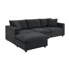 Modernes Sektionalsofa, L-förmige Couchgarnitur mit 2 kostenlosen Kissen, 4-Sitzer-Couchgarnitur aus Polyestergewebe mit umwandelbarem Ottoman