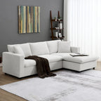 Modernes Sektionalsofa, L-förmige Couchgarnitur mit 2 kostenlosen Kissen, 4-Sitzer-Couchgarnitur aus Polyestergewebe mit umwandelbarem Ottoman