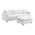 Modernes Sektionalsofa, L-förmige Couchgarnitur mit 2 kostenlosen Kissen, 4-Sitzer-Couchgarnitur aus Polyestergewebe mit umwandelbarem Ottoman