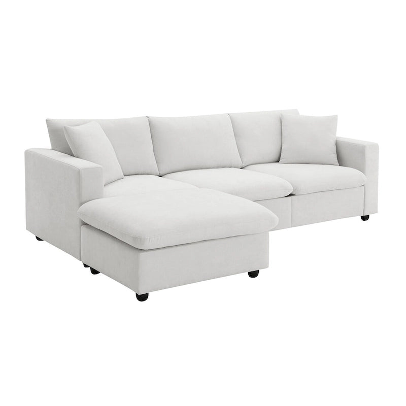 Modernes Sektionalsofa, L-förmige Couchgarnitur mit 2 kostenlosen Kissen, 4-Sitzer-Couchgarnitur aus Polyestergewebe mit umwandelbarem Ottoman