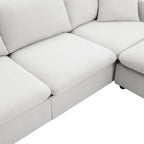 Modernes Sektionalsofa, L-förmige Couchgarnitur mit 2 kostenlosen Kissen, 4-Sitzer-Couchgarnitur aus Polyestergewebe mit umwandelbarem Ottoman