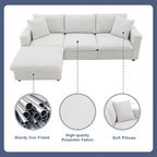 Modernes Sektionalsofa, L-förmige Couchgarnitur mit 2 kostenlosen Kissen, 4-Sitzer-Couchgarnitur aus Polyestergewebe mit umwandelbarem Ottoman