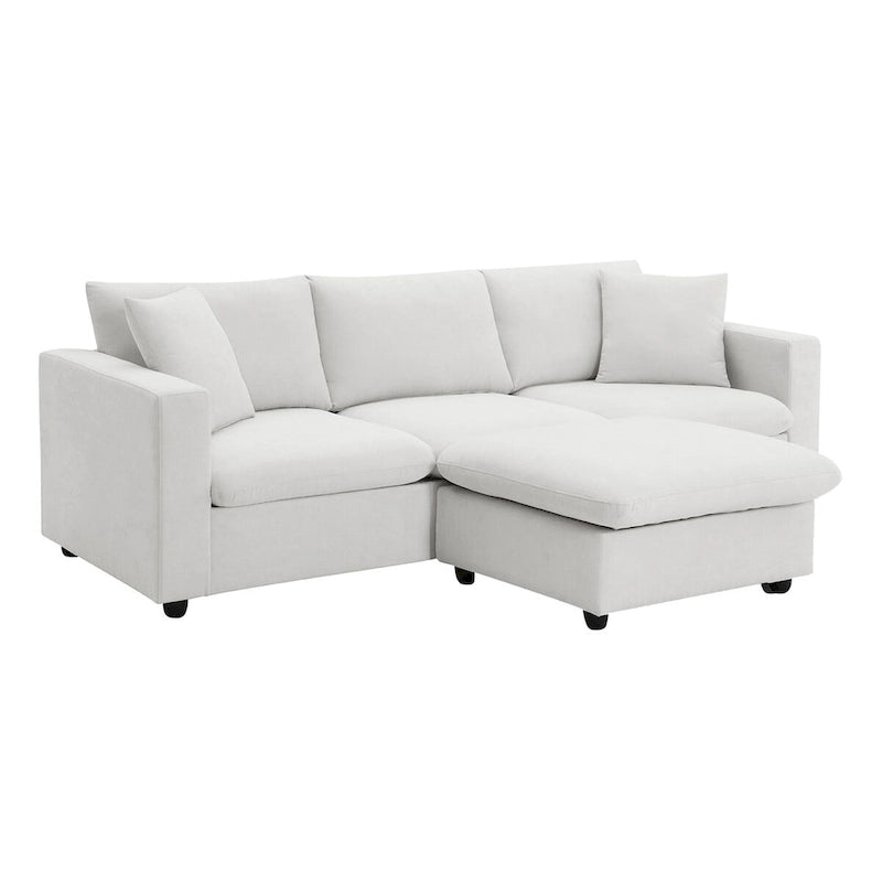 Modernes Sektionalsofa, L-förmige Couchgarnitur mit 2 kostenlosen Kissen, 4-Sitzer-Couchgarnitur aus Polyestergewebe mit umwandelbarem Ottoman