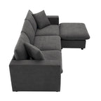 Modernes Sektionalsofa, L-förmige Couchgarnitur mit 2 kostenlosen Kissen, 4-Sitzer-Couchgarnitur aus Polyestergewebe mit umwandelbarem Ottoman