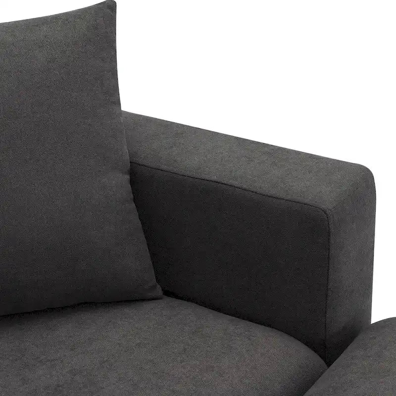 Modernes Sektionalsofa, L-förmige Couchgarnitur mit 2 kostenlosen Kissen, 4-Sitzer-Couchgarnitur aus Polyestergewebe mit umwandelbarem Ottoman