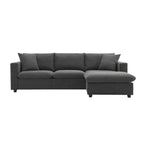 Modernes Sektionalsofa, L-förmige Couchgarnitur mit 2 kostenlosen Kissen, 4-Sitzer-Couchgarnitur aus Polyestergewebe mit umwandelbarem Ottoman