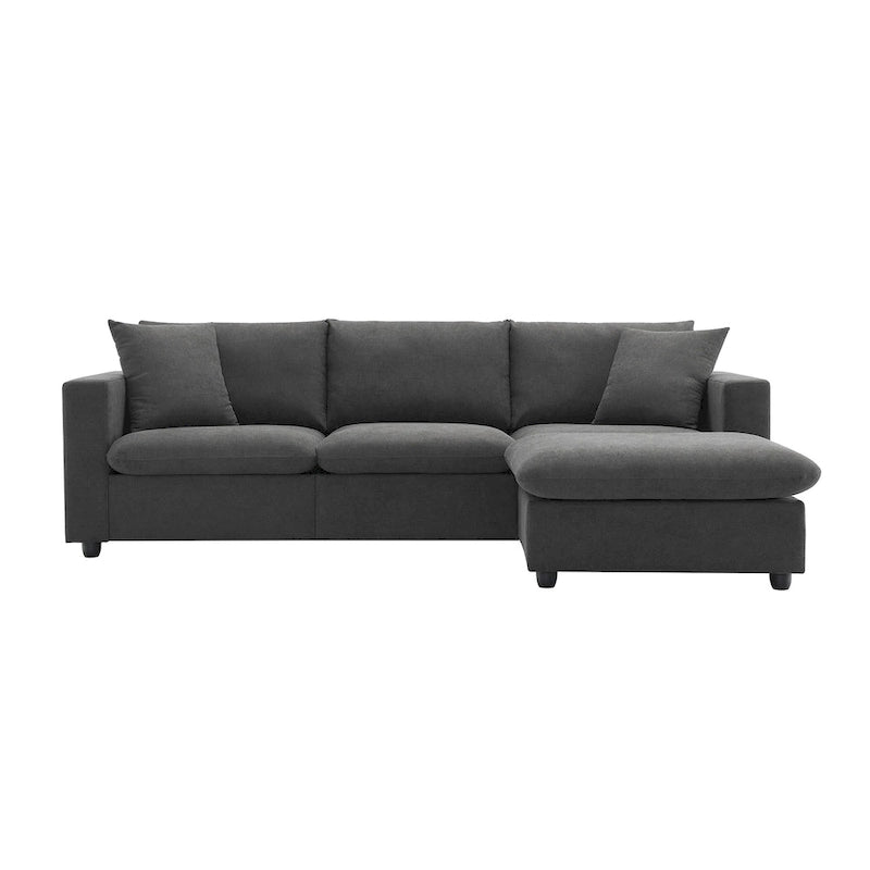 Modernes Sektionalsofa, L-förmige Couchgarnitur mit 2 kostenlosen Kissen, 4-Sitzer-Couchgarnitur aus Polyestergewebe mit umwandelbarem Ottoman