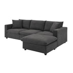 Modernes Sektionalsofa, L-förmige Couchgarnitur mit 2 kostenlosen Kissen, 4-Sitzer-Couchgarnitur aus Polyestergewebe mit umwandelbarem Ottoman