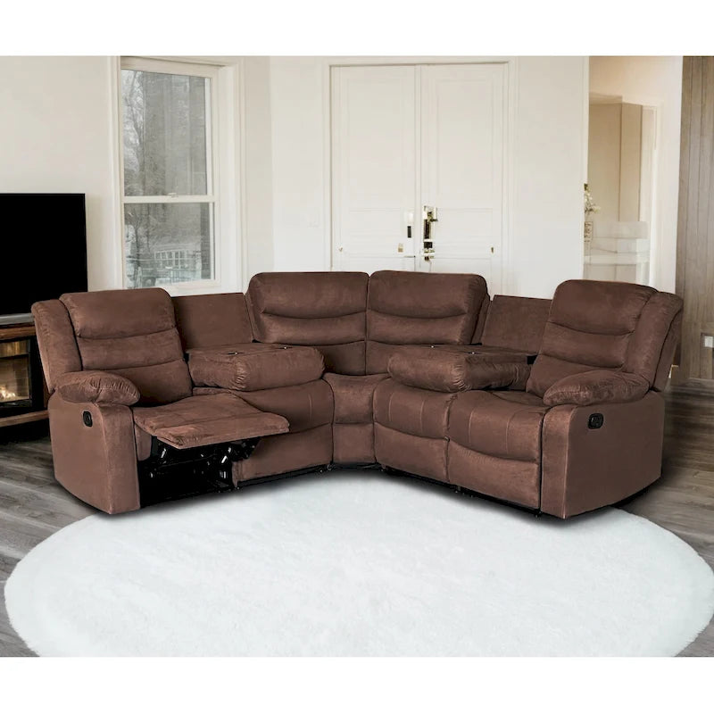 93 Breite Polyester/Wildleder 5-teiliges manuelles Relaxsofa-Schnittsofa