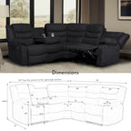 93 Breite Polyester/Wildleder 5-teiliges manuelles Relaxsofa-Schnittsofa