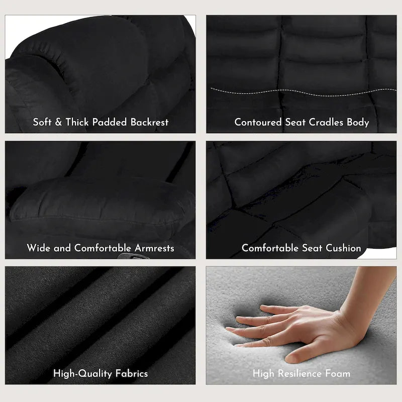 93 Breite Polyester/Wildleder 5-teiliges manuelles Relaxsofa-Schnittsofa
