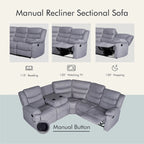 93 Breite Polyester/Wildleder 5-teiliges manuelles Relaxsofa-Schnittsofa