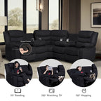 93 Breite Polyester/Wildleder 5-teiliges manuelles Relaxsofa-Schnittsofa