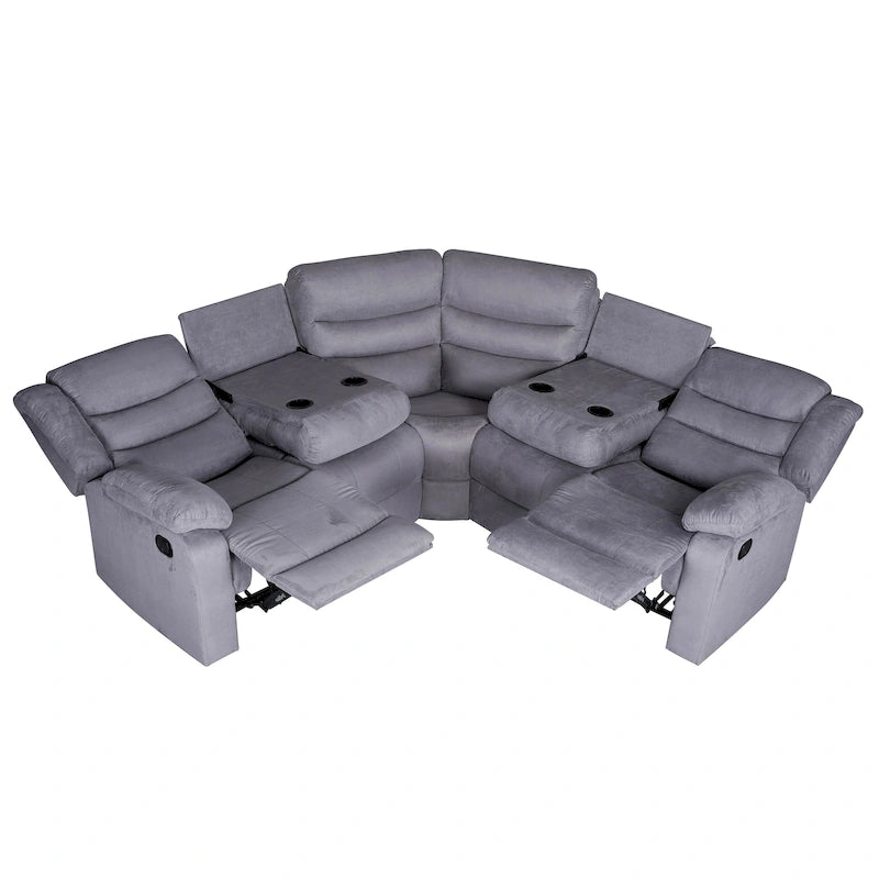 93 Breite Polyester/Wildleder 5-teiliges manuelles Relaxsofa-Schnittsofa