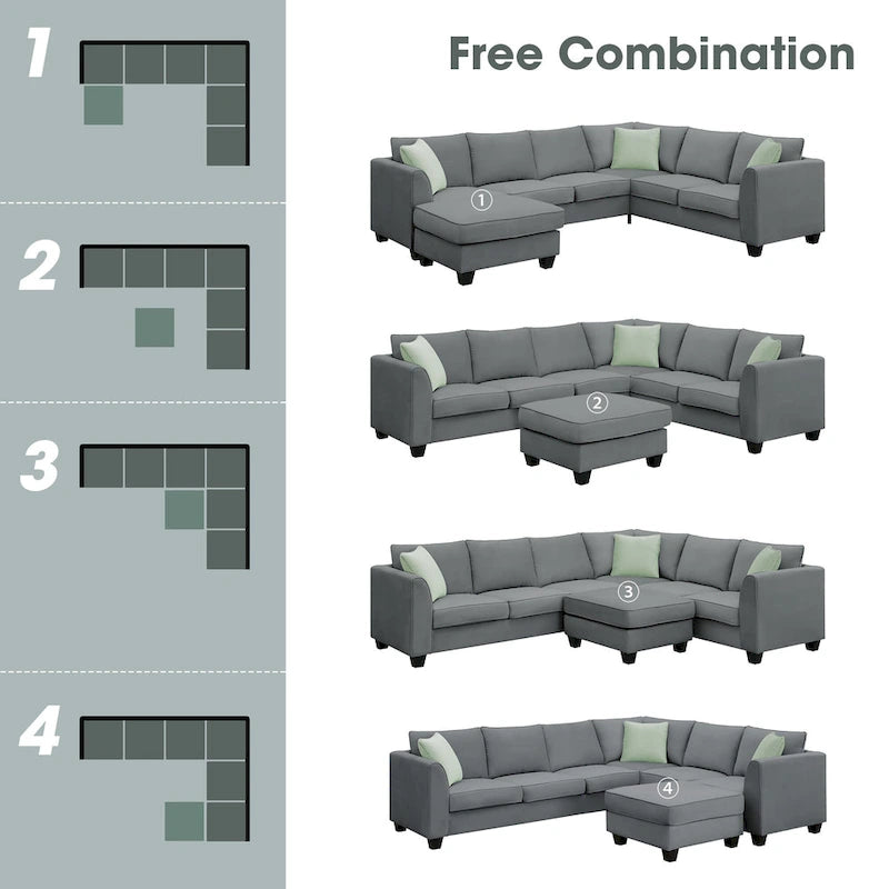 Modernes Sektionalsofa mit Ottomane, modular, geräumig