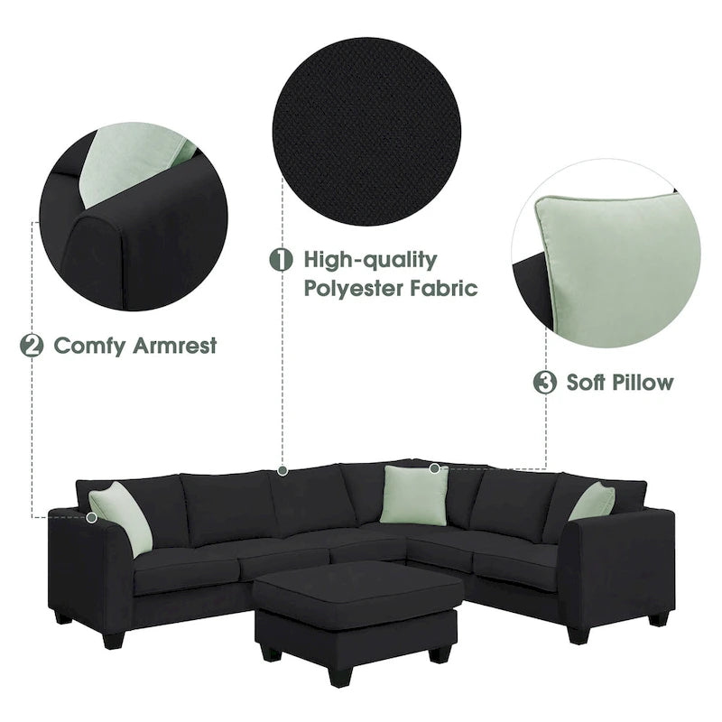 Modernes Sektionalsofa mit Ottomane, modular, geräumig