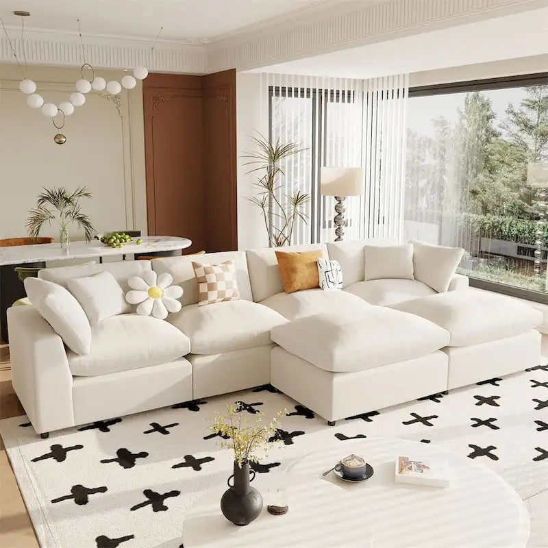 Modernes U-förmiges Ecksofa, 2 große Récamiere mit abnehmbaren Ottomanen