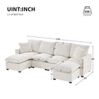 Modernes 6-Sitzer Freikombinations-U-förmiges Modulares Sofa, Sektionscouch-Set mit 2 Kissen