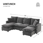 Modernes 6-Sitzer Freikombinations-U-förmiges Modulares Sofa, Sektionscouch-Set mit 2 Kissen