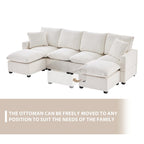 Modernes 6-Sitzer Freikombinations-U-förmiges Modulares Sofa, Sektionscouch-Set mit 2 Kissen