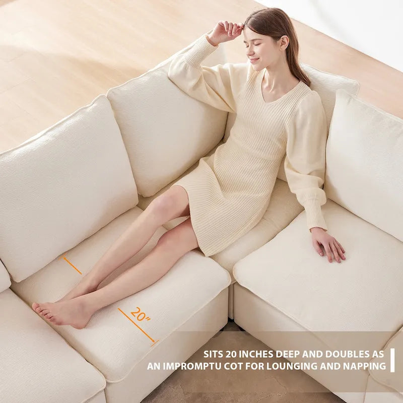 Modernes 6-Sitzer Freikombinations-U-förmiges Modulares Sofa, Sektionscouch-Set mit 2 Kissen