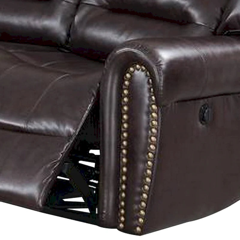 Qox Power-Liege-Ecksofa-Set, USB-Anschluss, Kunstleder, Braun