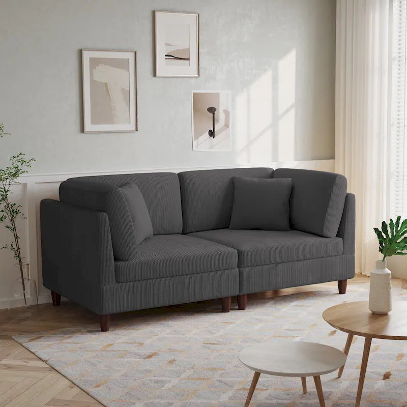 Kord-Modulsofa-Set mit Kissen