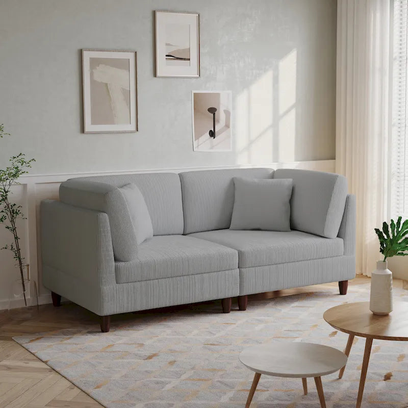 Kord-Modulsofa-Set mit Kissen