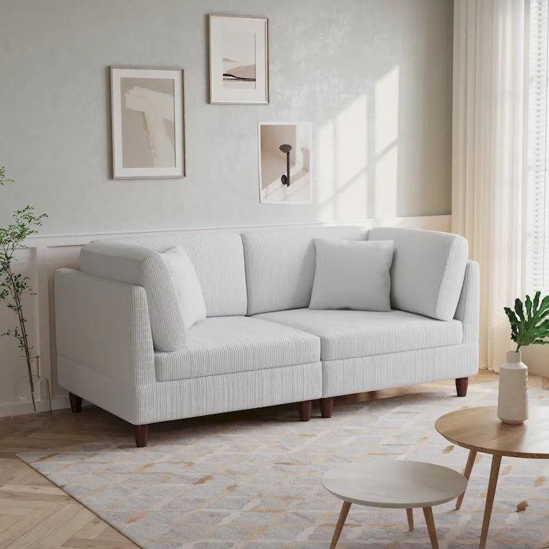 Kord-Modulsofa-Set mit Kissen