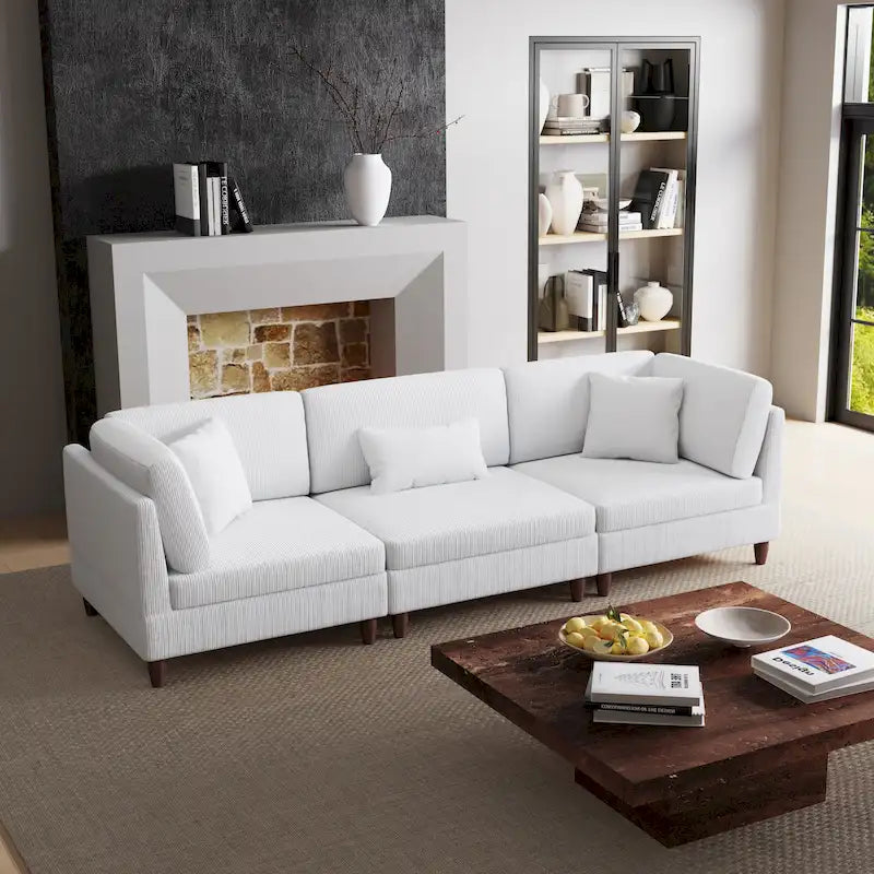 Kord-Modulsofa-Set mit Kissen