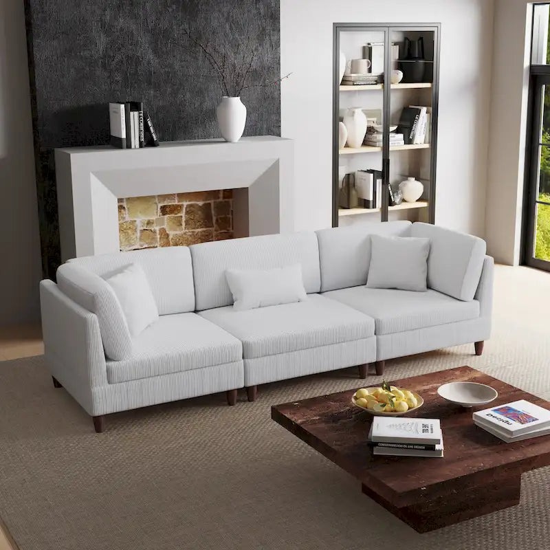 Kord-Modulsofa-Set mit Kissen