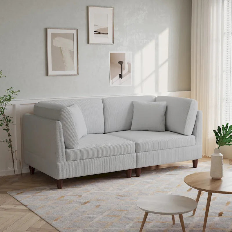 Kord-Modulsofa-Set mit Kissen