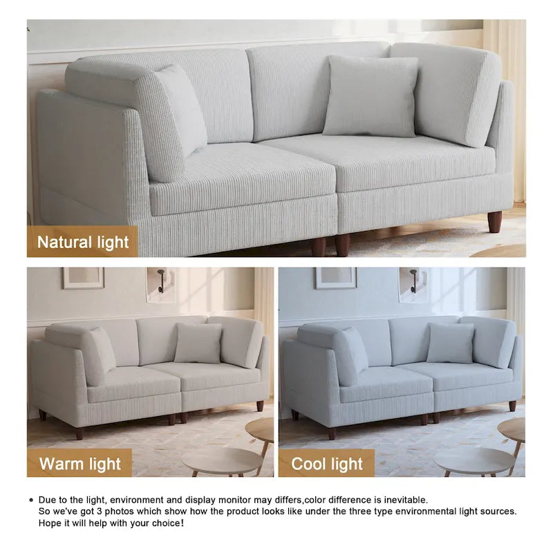 Kord-Modulsofa-Set mit Kissen