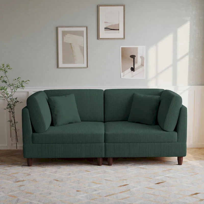 Kord-Modulsofa-Set mit Kissen