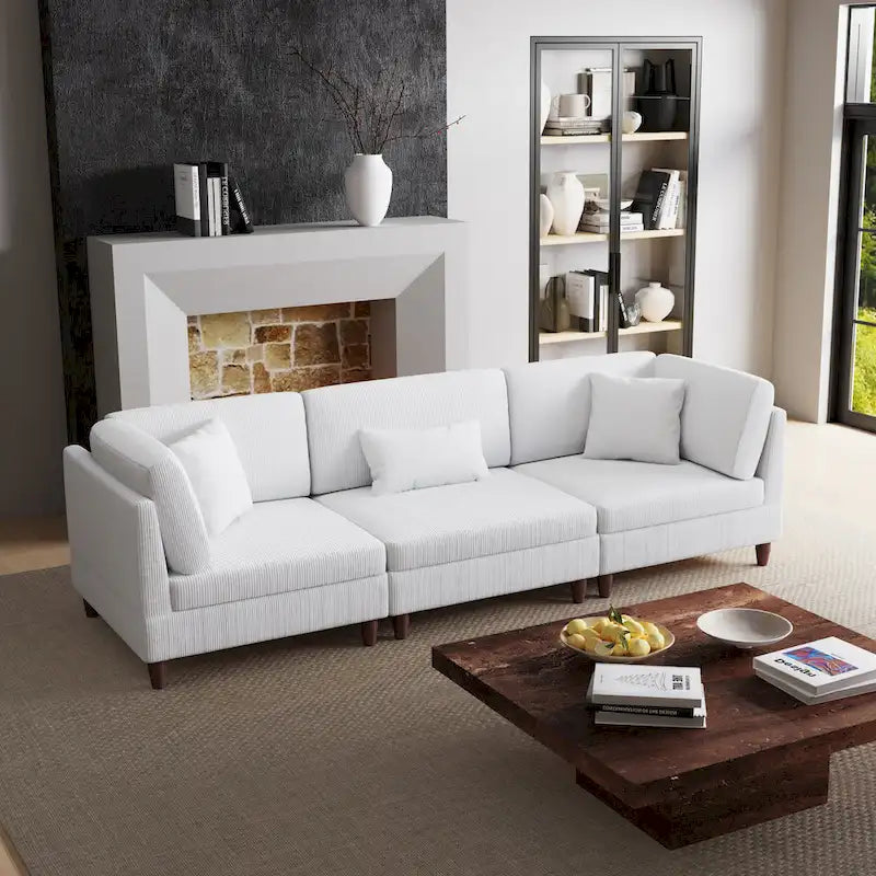 Kord-Modulsofa-Set mit Kissen