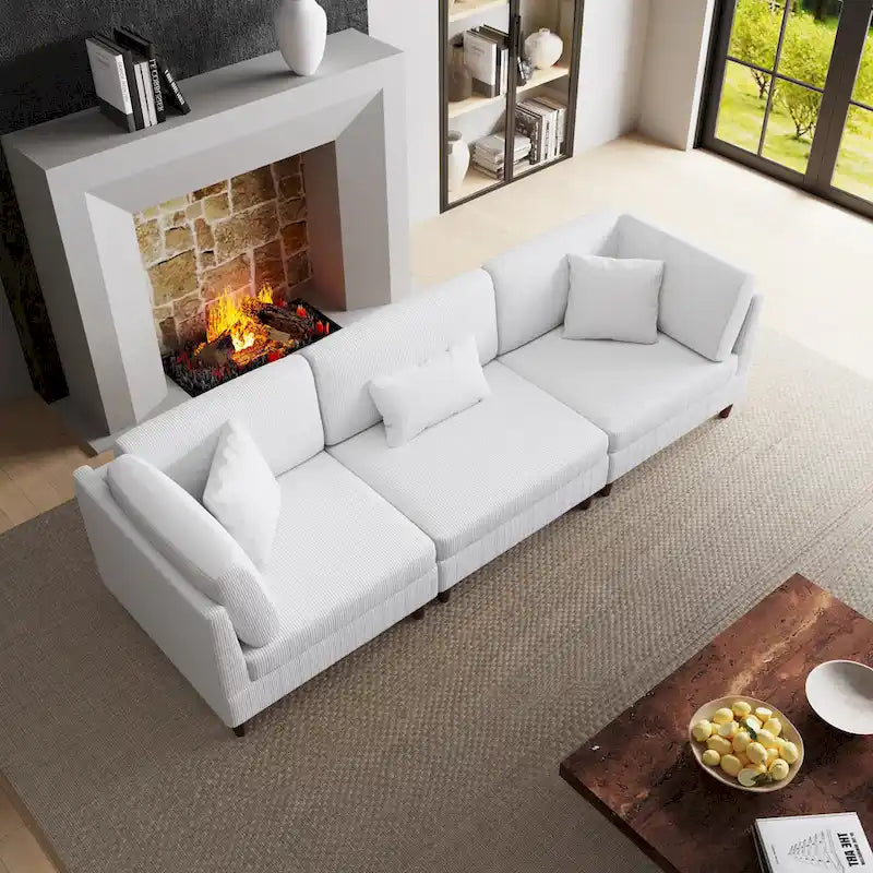 Kord-Modulsofa-Set mit Kissen